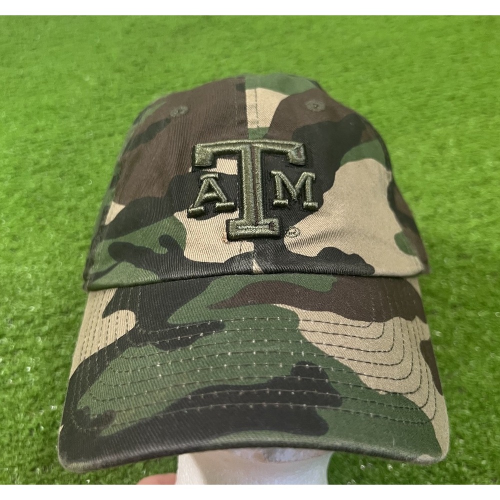 Vintage Texas A&M Camo Hat Y2K Flex Fit Aggie Football Alt Logo